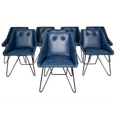 Italian Blue Leather Chairs