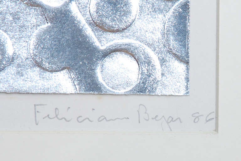 20th Century Feliciano Bejar Embossed Silver in Paper, Original Art Signed 1986 