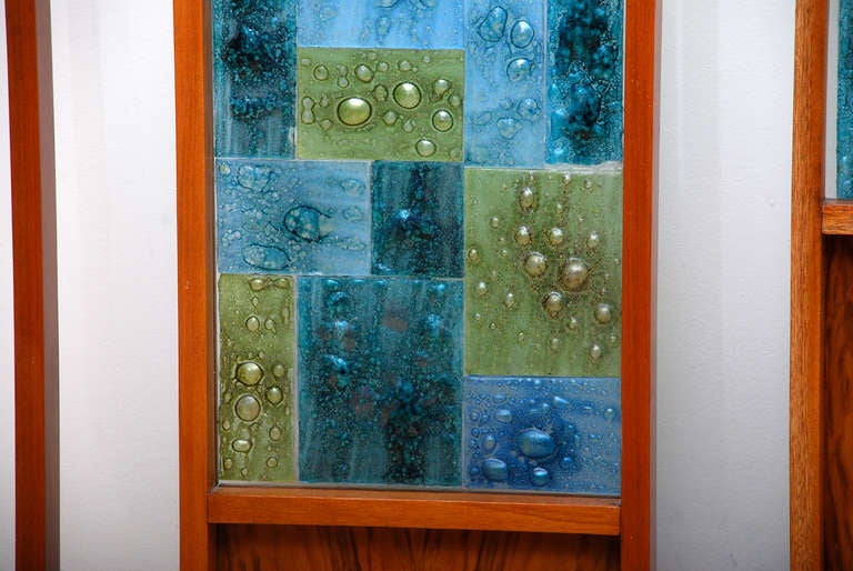 Mid-Century Modern Room Divider Handmade Glass Tiles