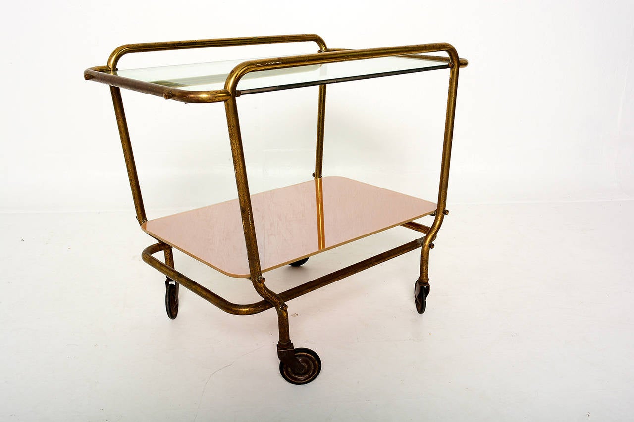 Patinated Mexican Brass Service Cart