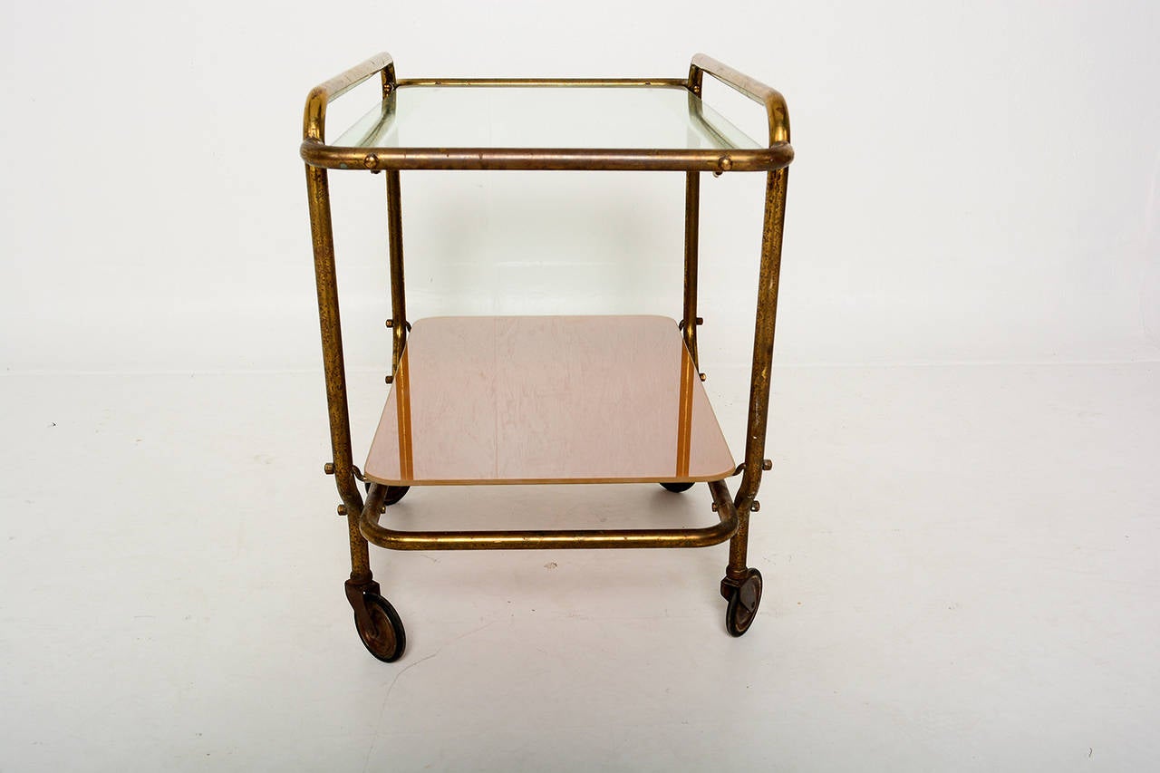 Mexican Brass Service Cart In Excellent Condition In Chula Vista, CA