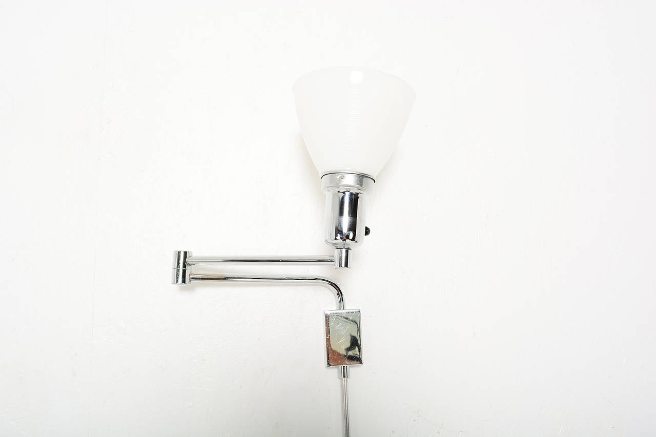 Mid-Century Modern Pair of Mid Century Modern Chrome-Plated Wall Sconces