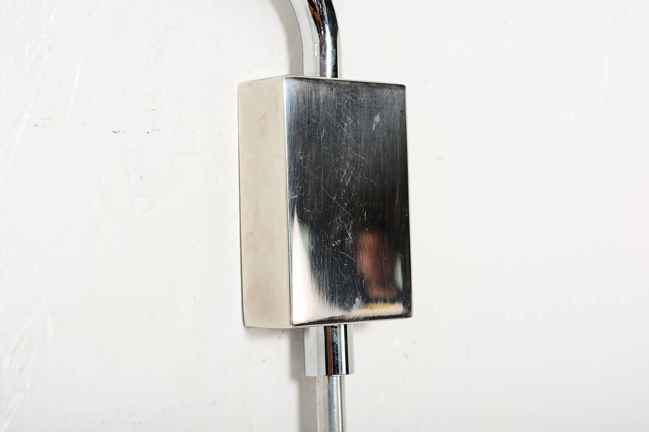 Late 20th Century Pair of Mid Century Modern Chrome-Plated Wall Sconces