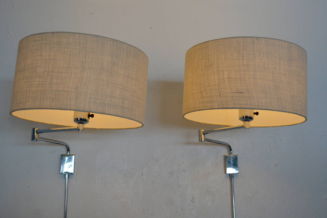Pair of Mid Century Modern Chrome-Plated Wall Sconces 2