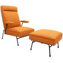 French Lounge Chair Matching Ottoman