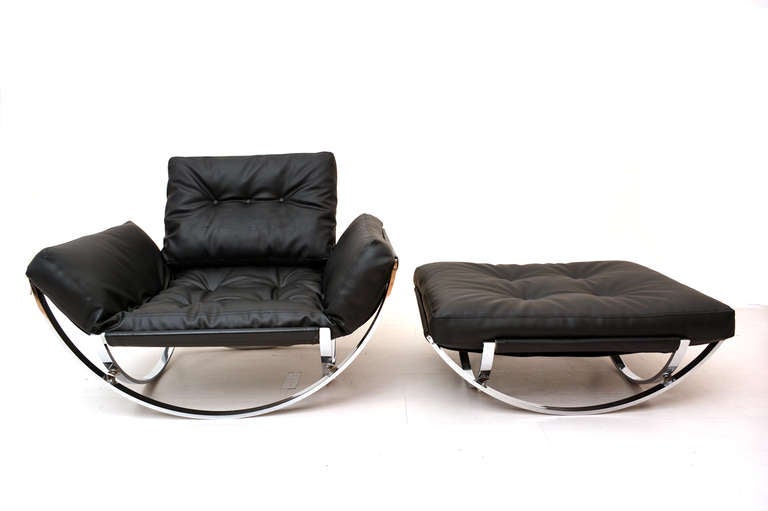Mid-Century Modern Milo Baughman Lounge Chair & Ottoman