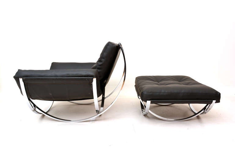 Mid-20th Century Milo Baughman Lounge Chair & Ottoman