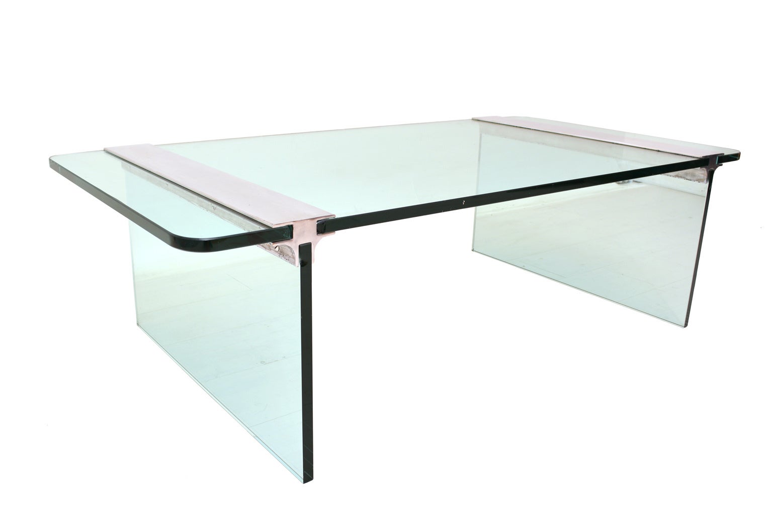 Pace Coffee Table, Glass and Aluminum