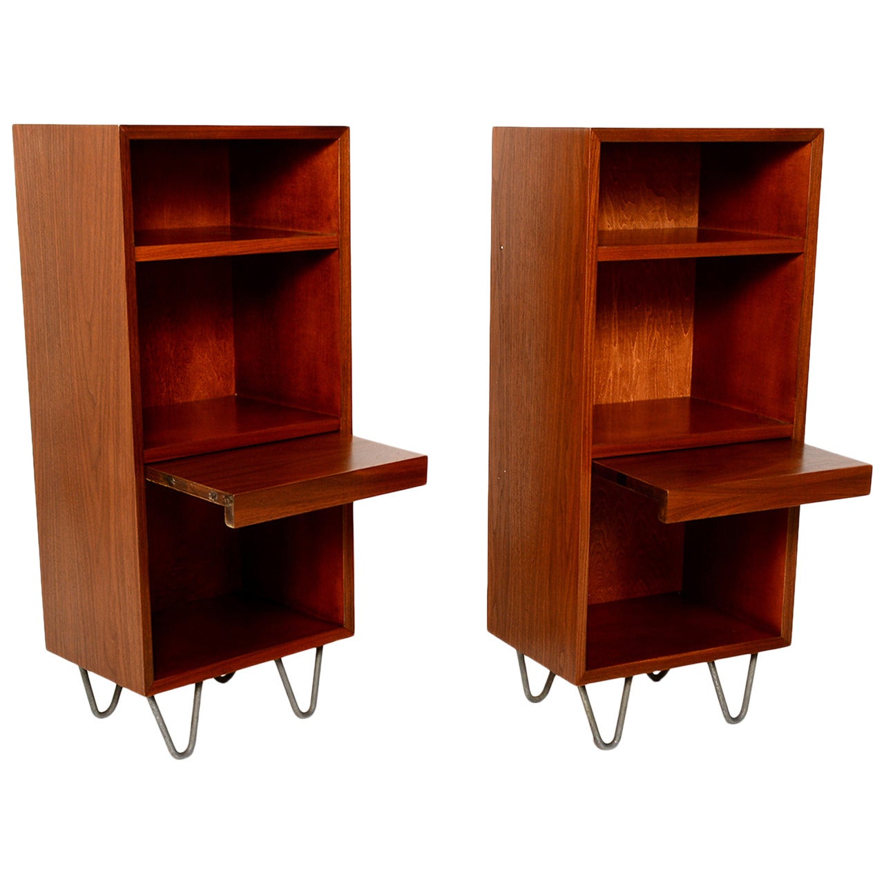 Pair of George Nelson Tall Nightstands for Herman Miller with Hairpin Legs