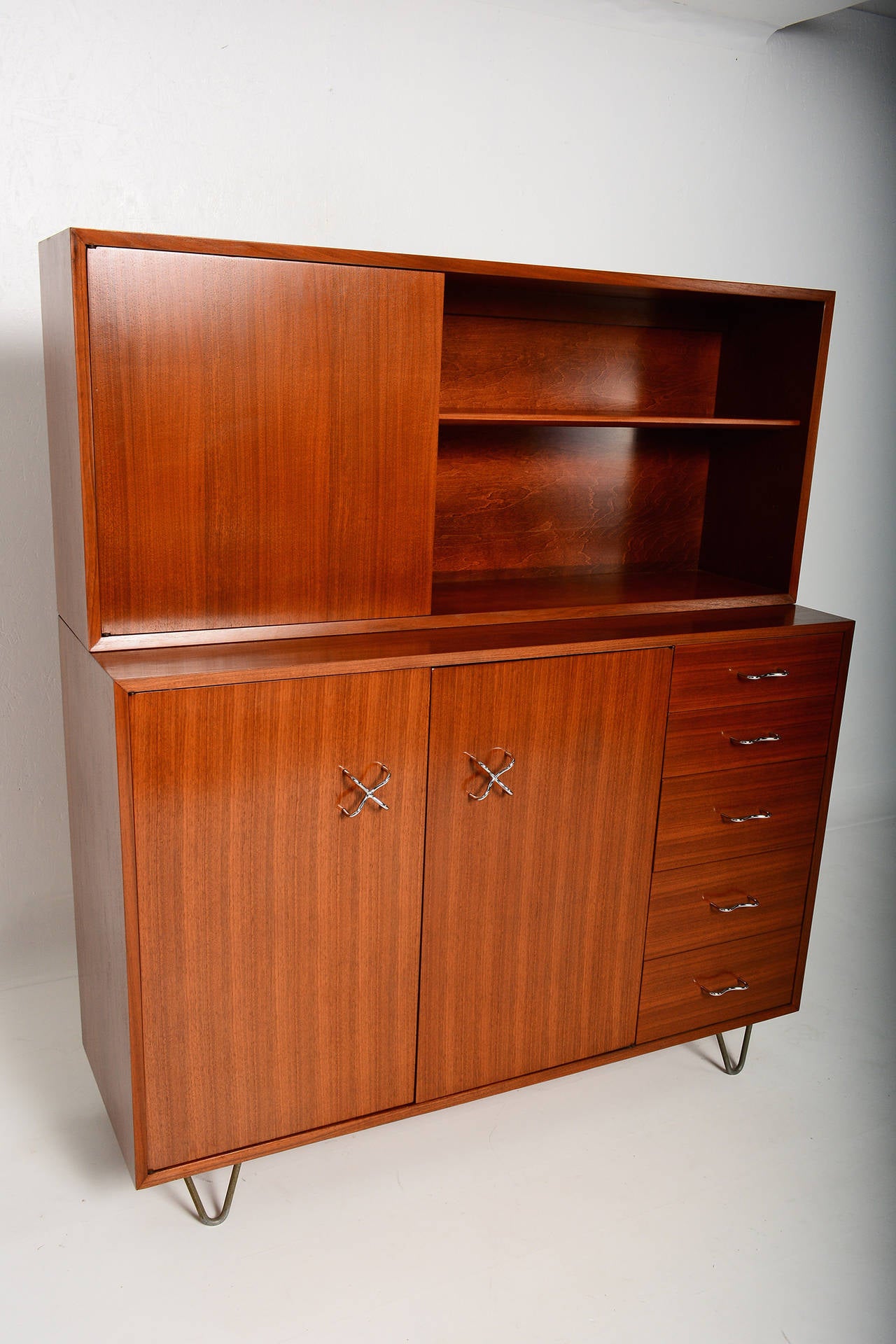 Walnut George Nelson for Herman Miller Cabinet with Hutch