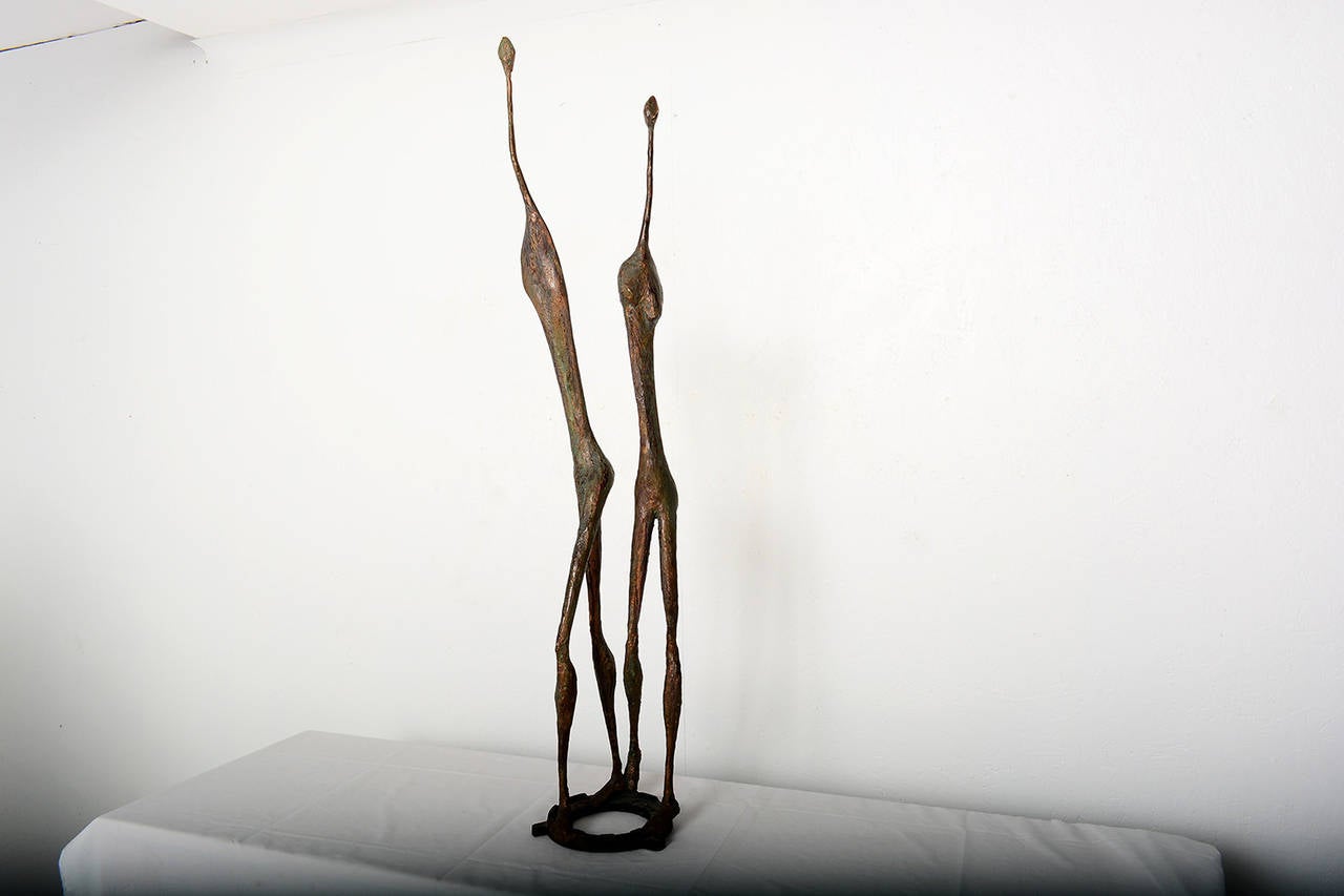 Unknown Abstract Sculpture after Giacometti Man & Women