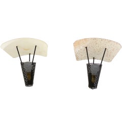 Mid-Century Modern Pair of French Wall Sconces, Jacques Biny 2
