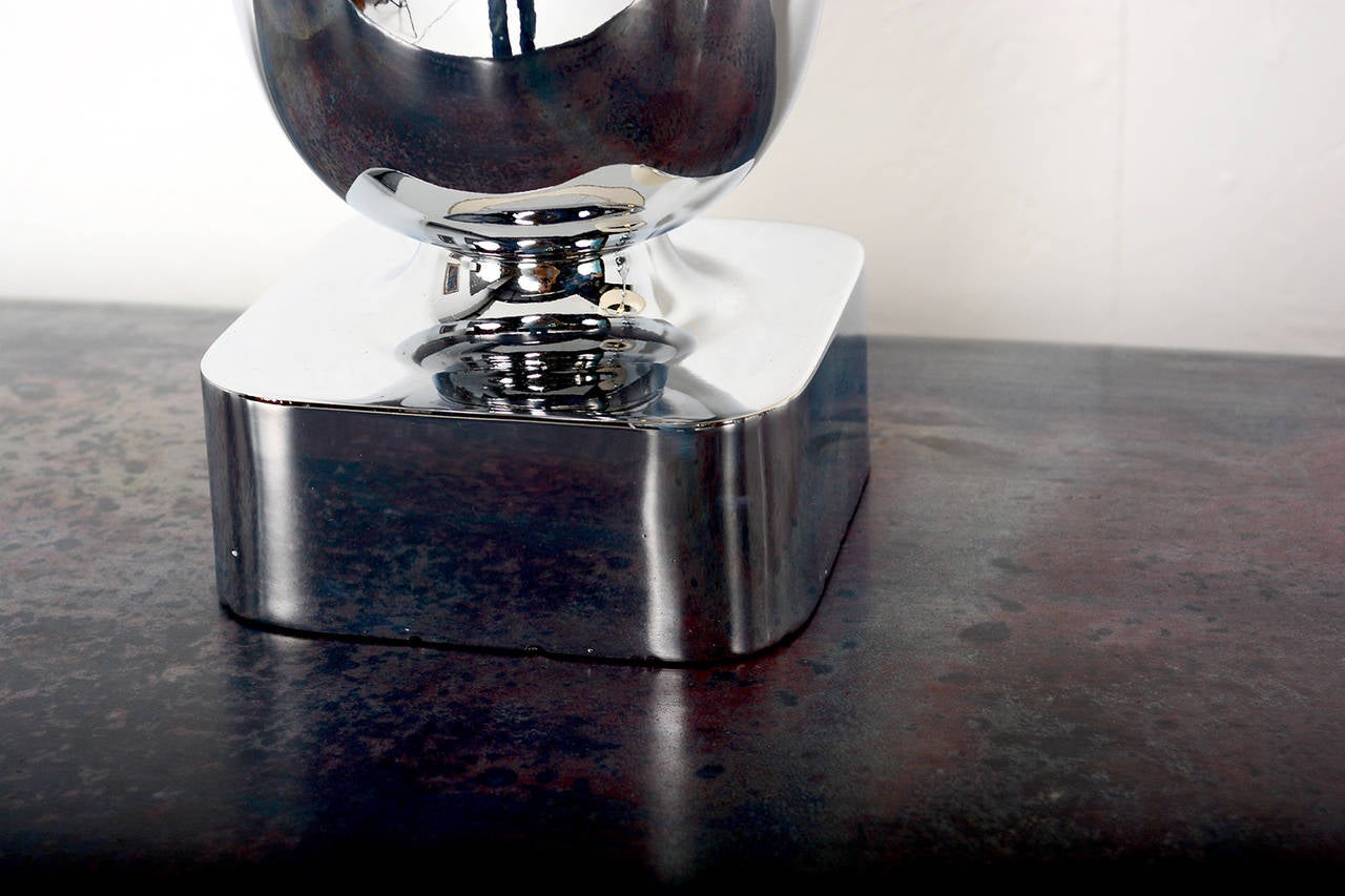 Pair of ChromePlated Tear Drop Table Lamps For Sale at 1stDibs