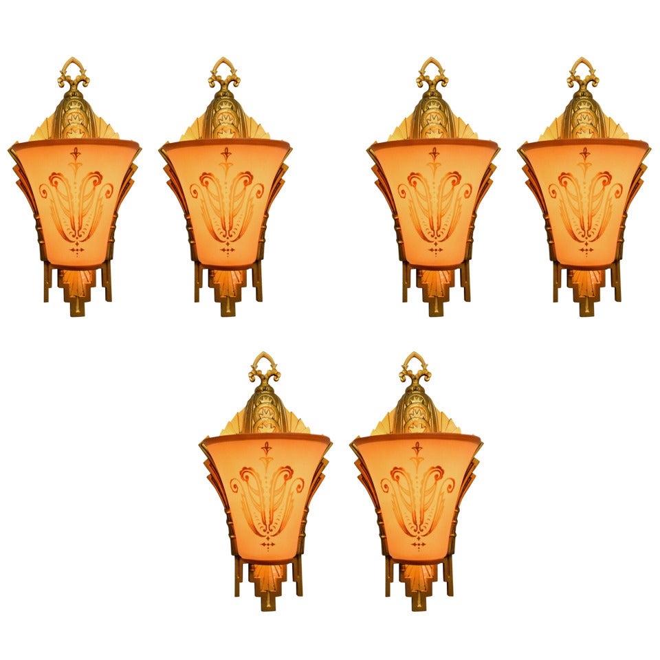 Beardslee Co Williamson Chicago Art Deco Wall Sconces