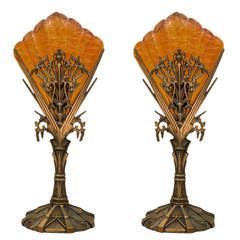 Pair of Art Deco Table Lamps by Cincinnati Artistic Wrought Iron Works Co