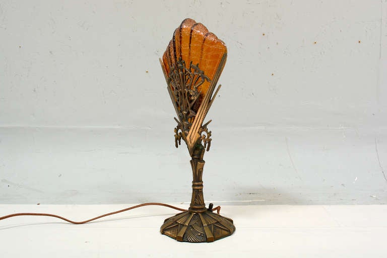 Art Nouveau Pair of Art Deco Table Lamps by Cincinnati Artistic Wrought Iron Works Co