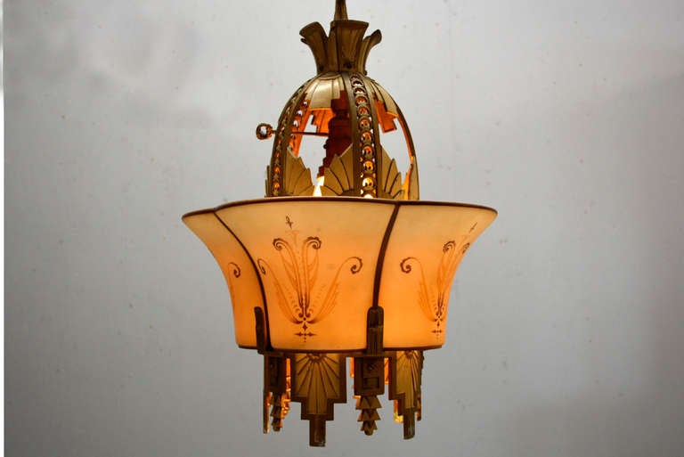 Beardslee Co Williamson Chicago Art Deco Chandelier 4