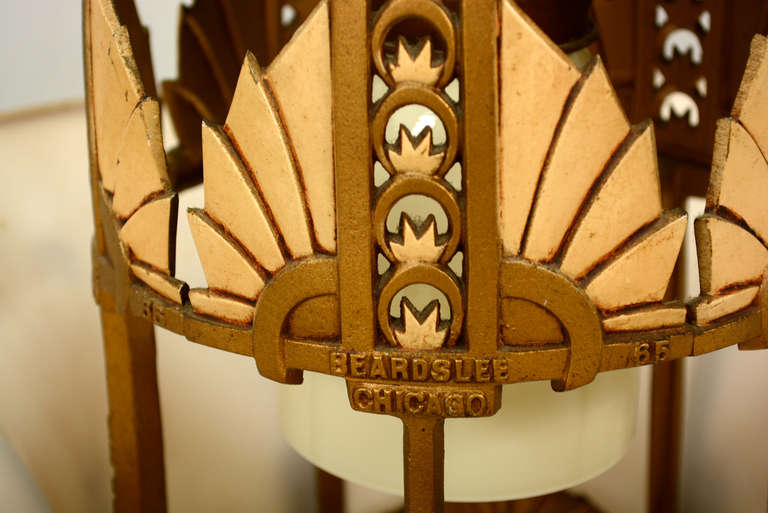 Beardslee Co Williamson Chicago Art Deco Chandelier In Excellent Condition In Chula Vista, CA