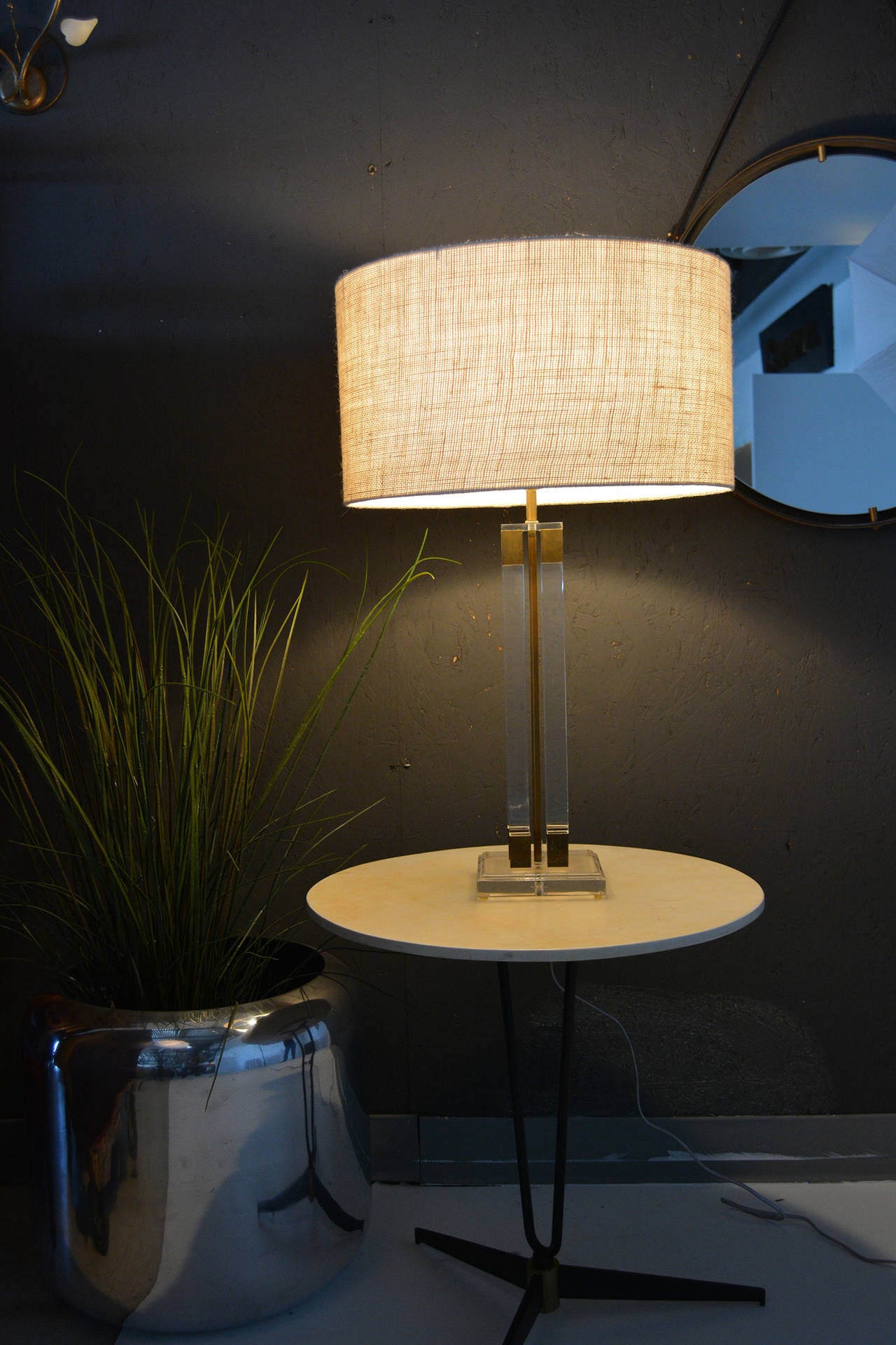 Lucite and Brass Table Lamp 1