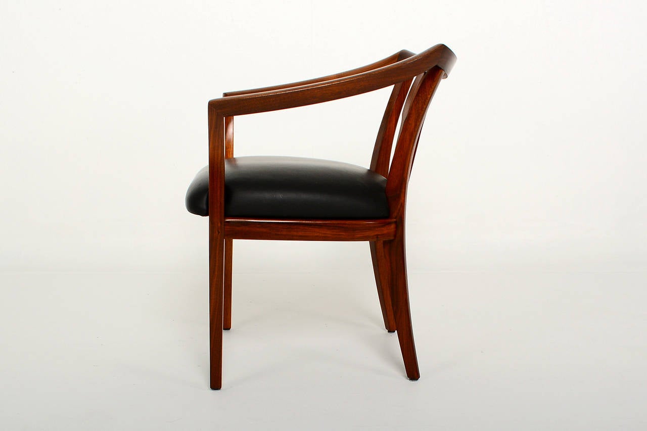 Late 20th Century Mid Century Modern Set of Four Custom Walnut Chairs