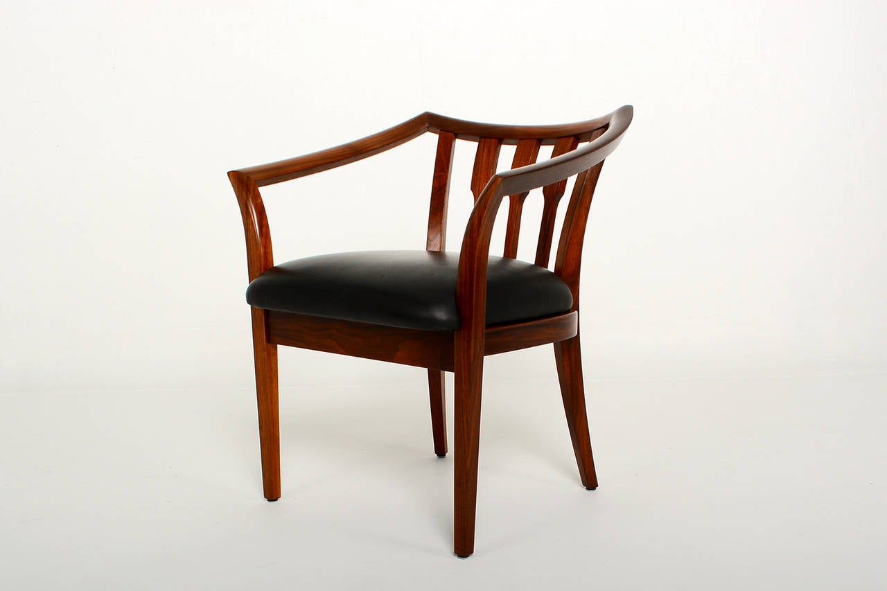 American Mid Century Modern Set of Four Custom Walnut Chairs