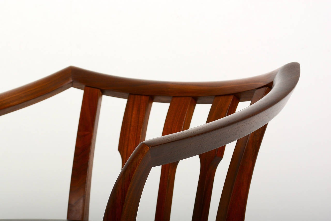 Mid Century Modern Set of Four Custom Walnut Chairs 2