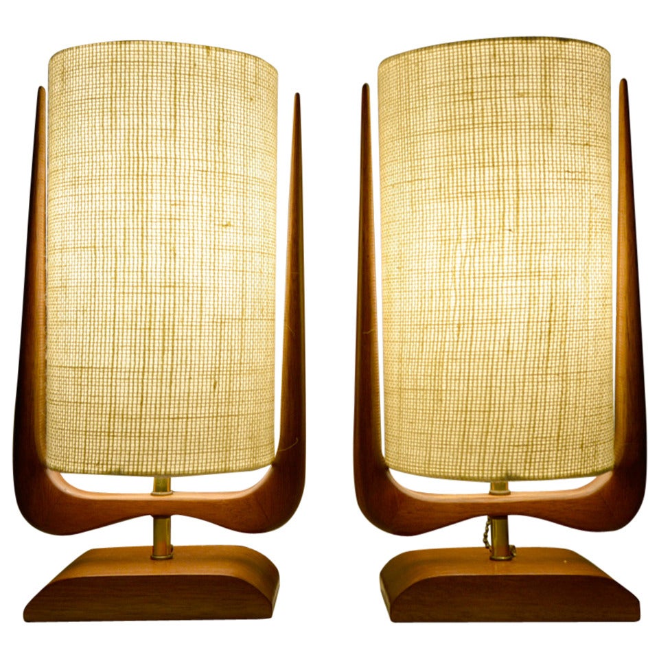 Pair Mid Century Sculptural Table Lamps