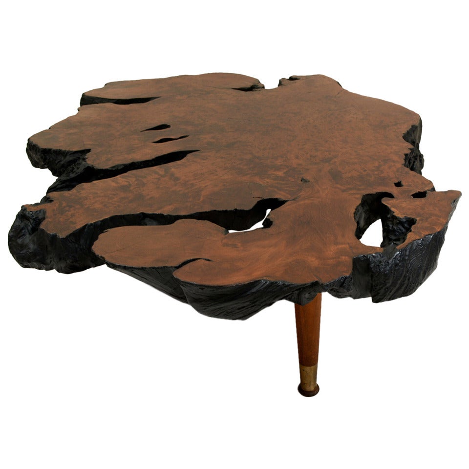 Free Form Solid Burl Wood Coffee Table