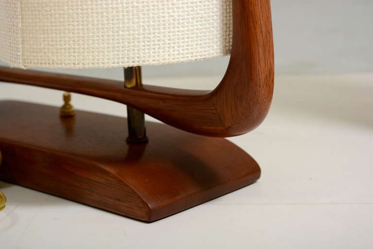 Mid-20th Century Pair of Sculptural Table Lamps with Double Shade