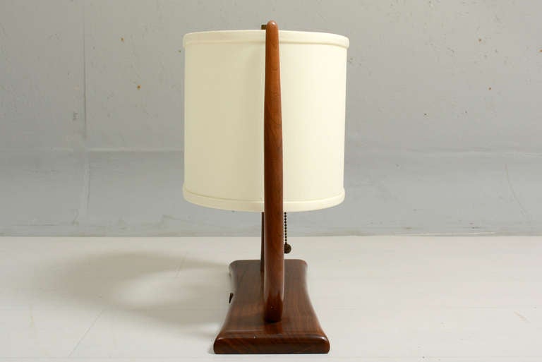 American Sculptural Table Lamp Walnut Wood