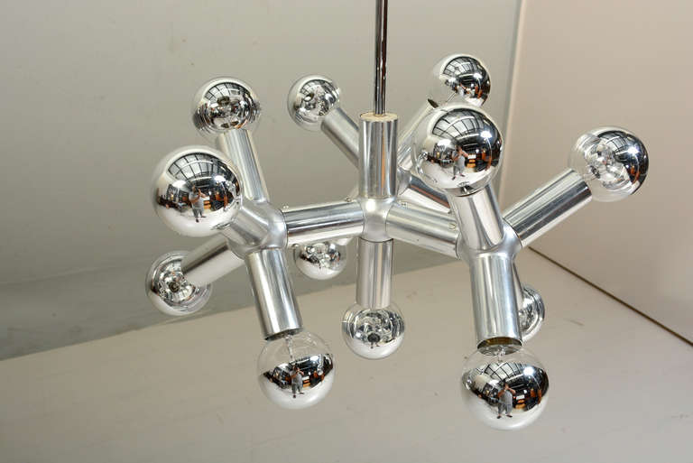 Mid Century Modern Robert Haussmann Swiss Atomic Chandelier In Excellent Condition In Chula Vista, CA