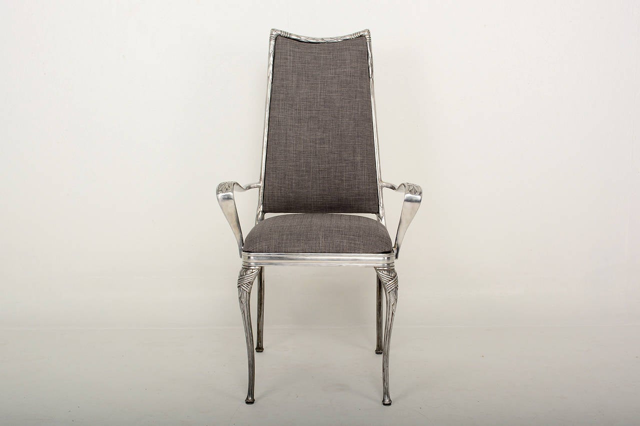 Set of Four Aluminum Hollywood Regency Chairs In Excellent Condition In Chula Vista, CA