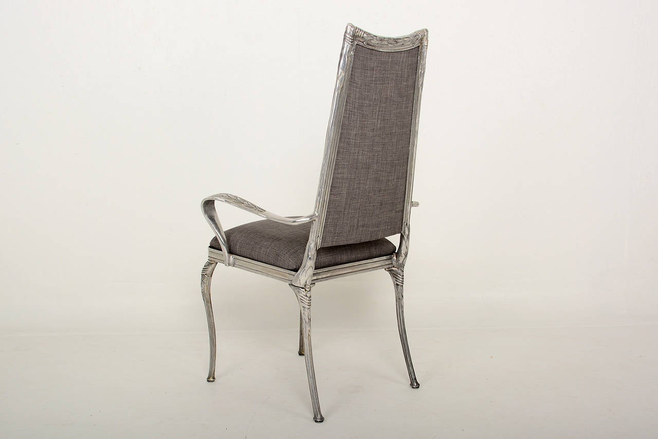 Polished Set of Four Aluminum Hollywood Regency Chairs