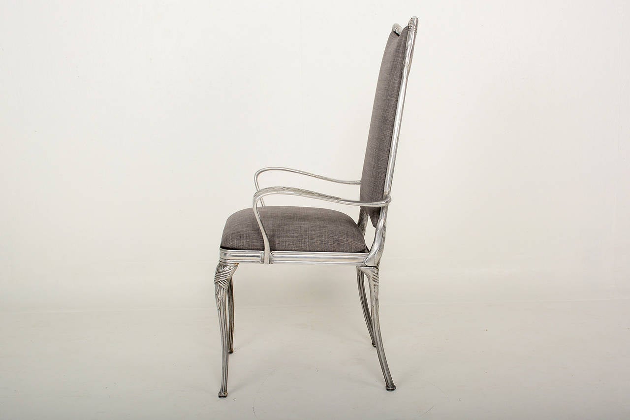 Set of Four Aluminum Hollywood Regency Chairs 2