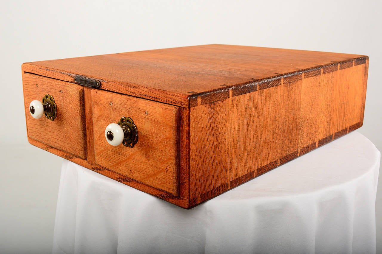 vintage wooden file box