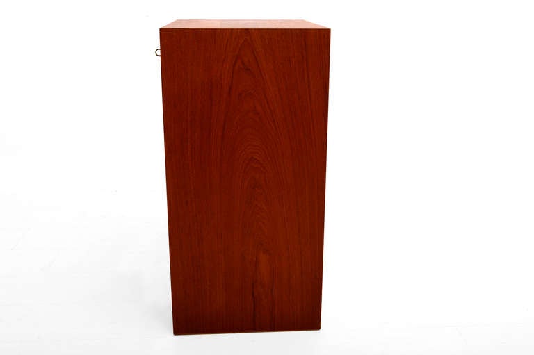 For your consideration, a Danish modern teak filing cabinet.
Denmark, circa 1960s.
  