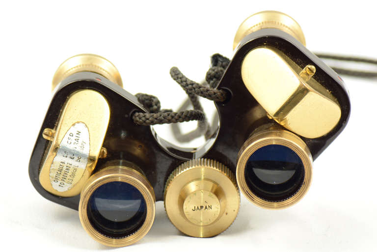 Mid-Century Modern Bushnell 6 x 15 Brass Opera Binoculars with Leather
