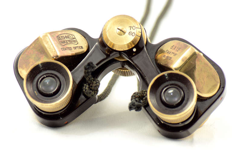 Japanese Bushnell 6 x 15 Brass Opera Binoculars with Leather