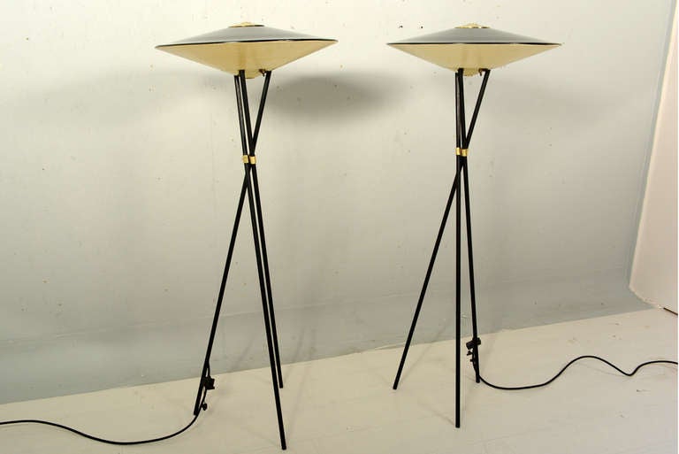 Mid-Century Modern Pair of Tripod Floor Lamps by MOE Light