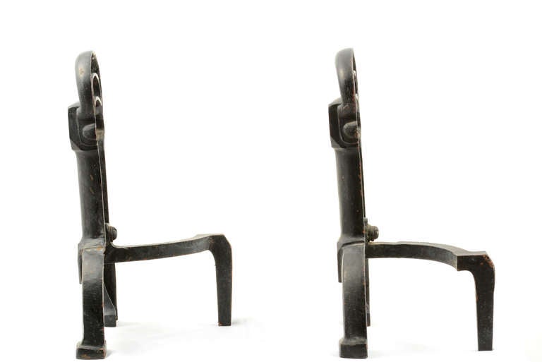 Mid-20th Century Pair of Cahill Andirons, Art Deco