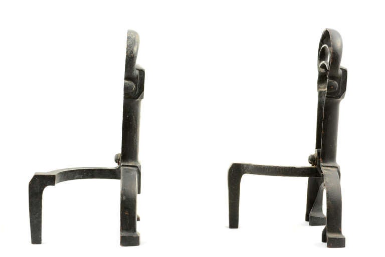 Pair of Cahill Andirons, Art Deco 1