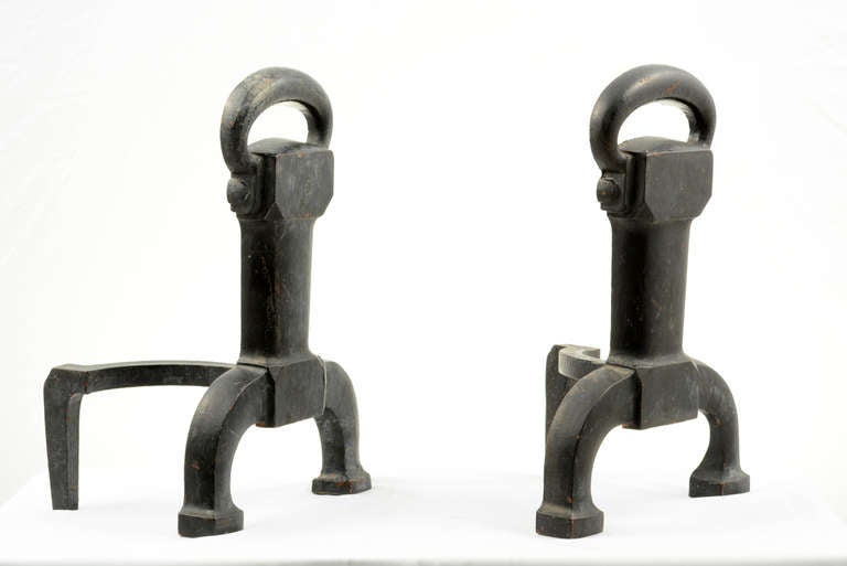 Pair of Cahill Andirons, Art Deco 2