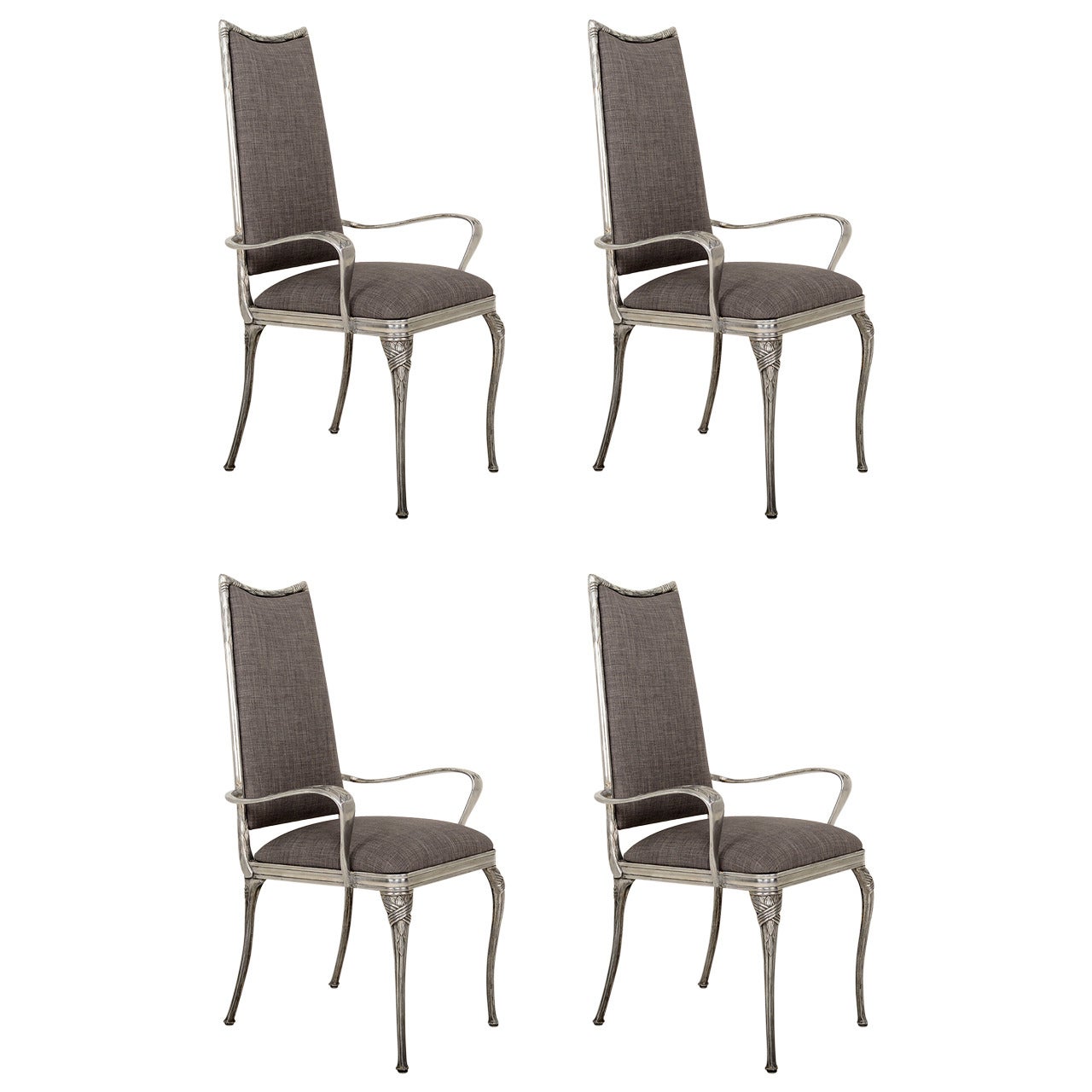 Set of Four Aluminum Hollywood Regency Chairs