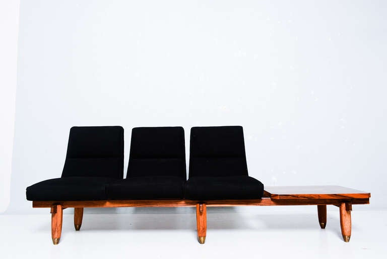 Mexican Three-Seat Sofa and Table Bench Mid Century Modern Period