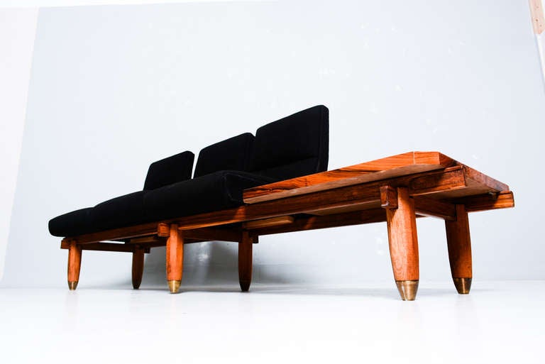 Three-Seat Sofa and Table Bench Mid Century Modern Period In Excellent Condition In Chula Vista, CA