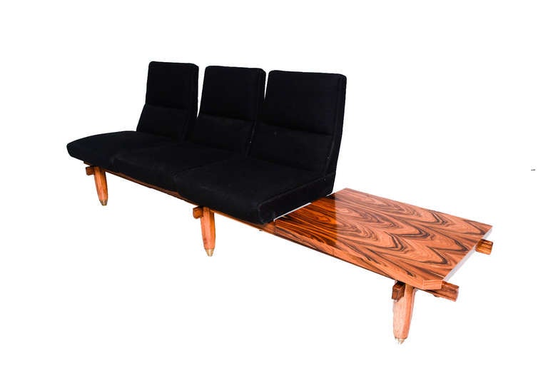Mid-20th Century Three-Seat Sofa and Table Bench Mid Century Modern Period