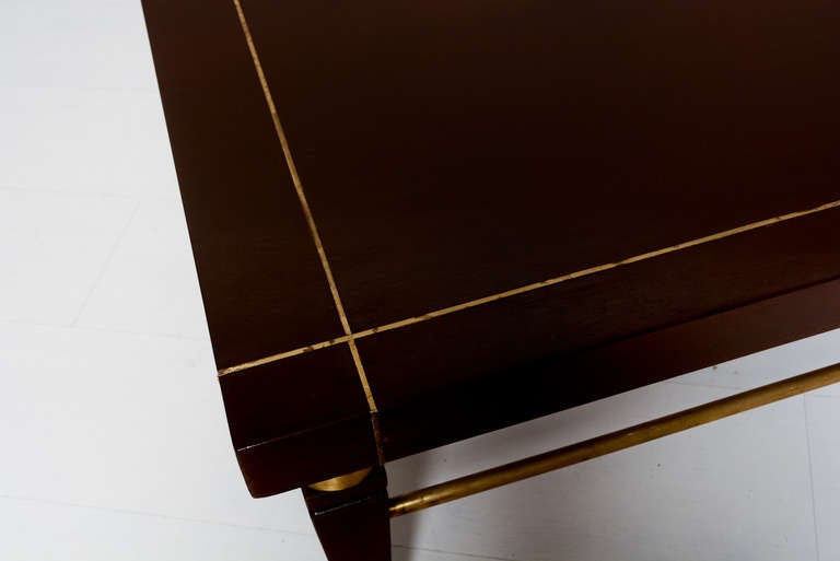 Neoclassical Art Deco Mahogany & Brass Coffee Table Robert & Mito Block  1940s 4