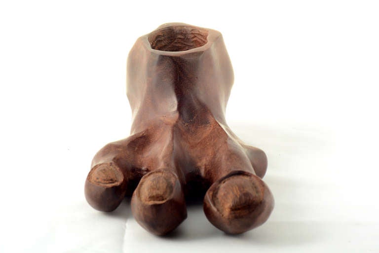 Mid-Century Modern Three Finger Feet Wood Sculpture