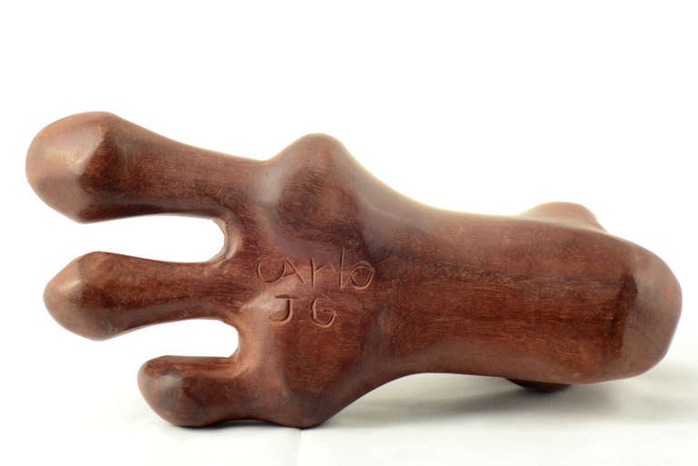 Mid-20th Century Three Finger Feet Wood Sculpture