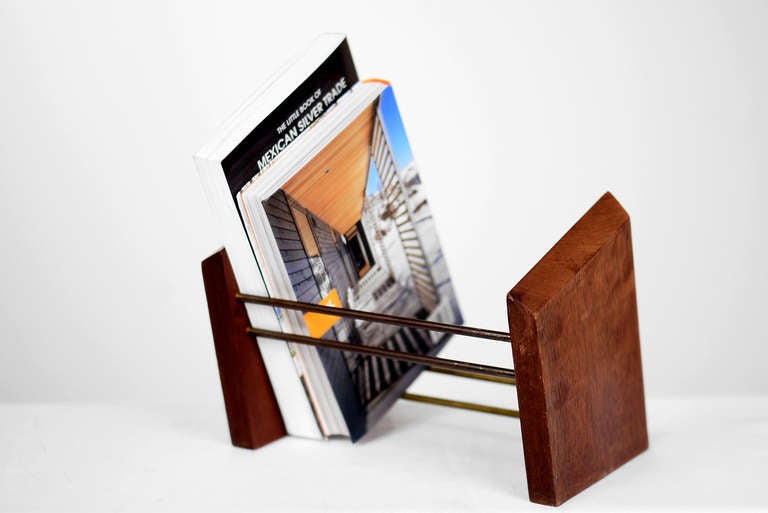 Mid-20th Century Mahogany and Brass Table Bookend